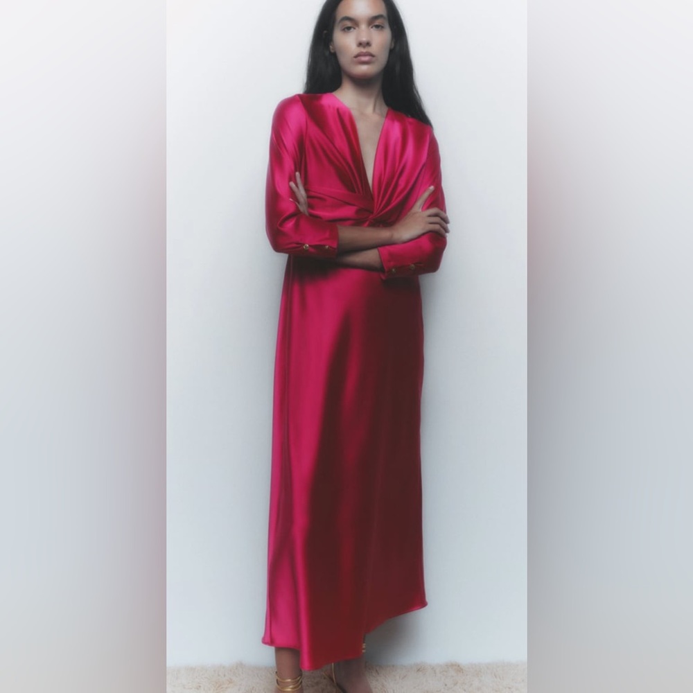 ZARA NWT KNOTTED SATIN EFFECT DRESS